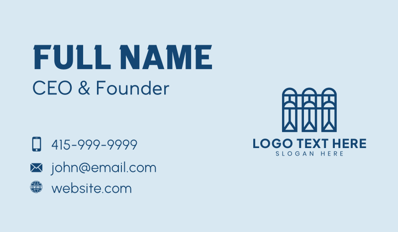 Blue Construction Window Business Card